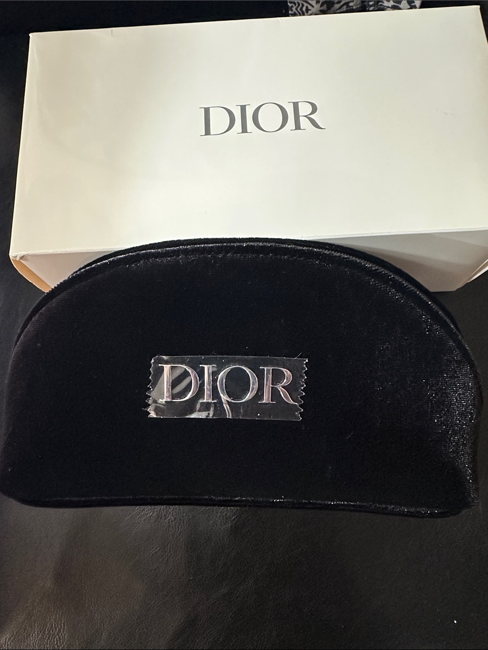 Super Cute Dior Black Velvet Pouch,New